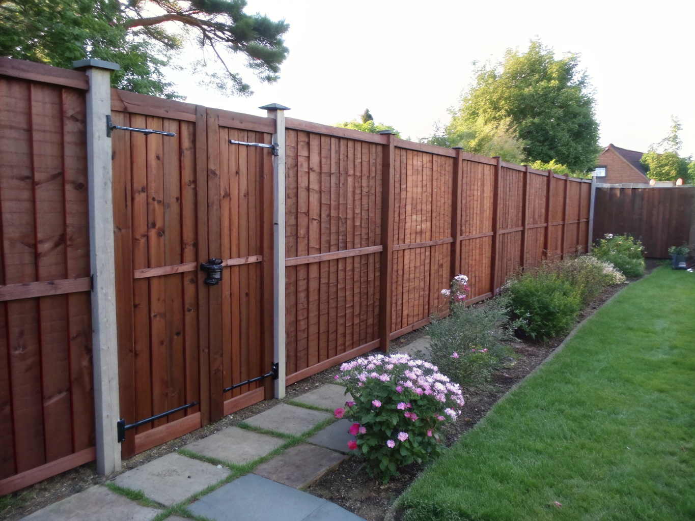 Completed closeboard fencing installation