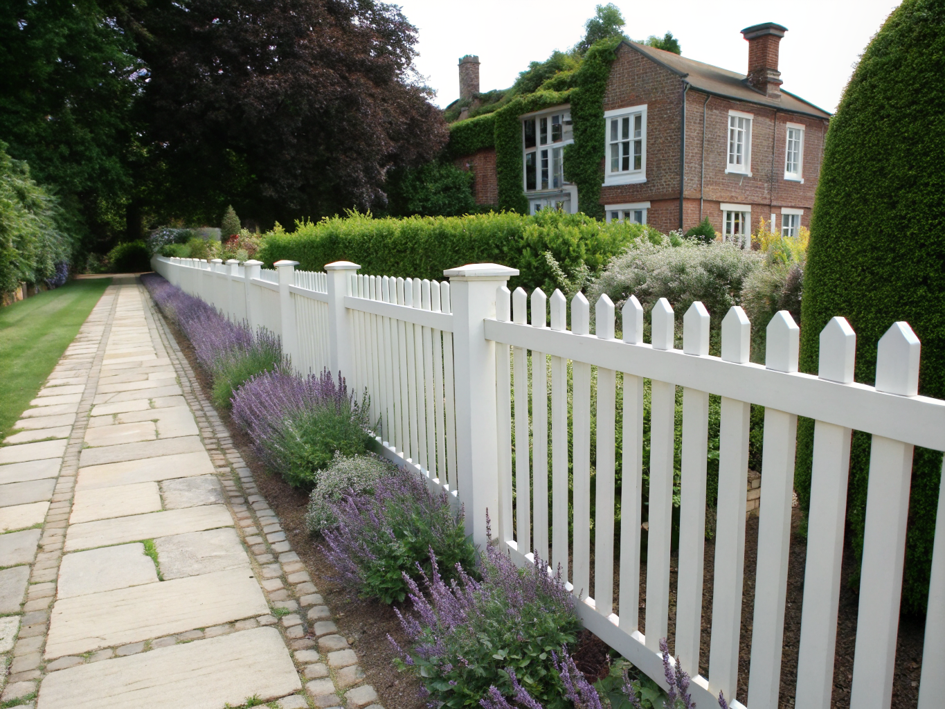 Completed picket fencing installation