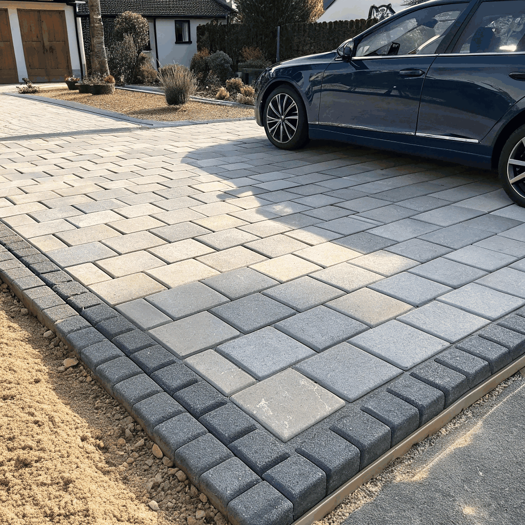 Modern block paved driveway with clean lines