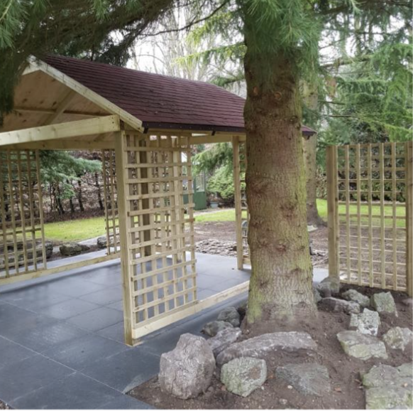 Luxury outdoor kitchen and dining area